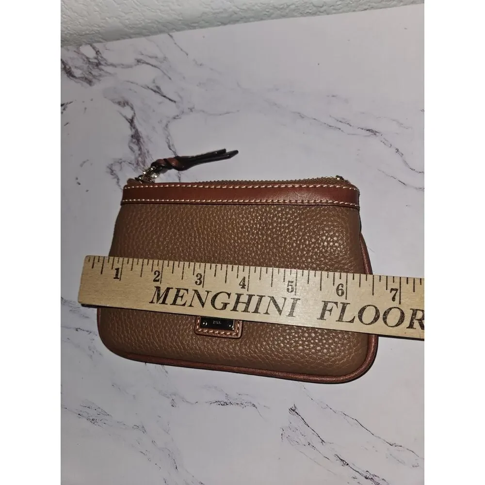 NWOT! Dooney & Bourke Pebble Grain Small Coin Case Brown 6.5x4.25